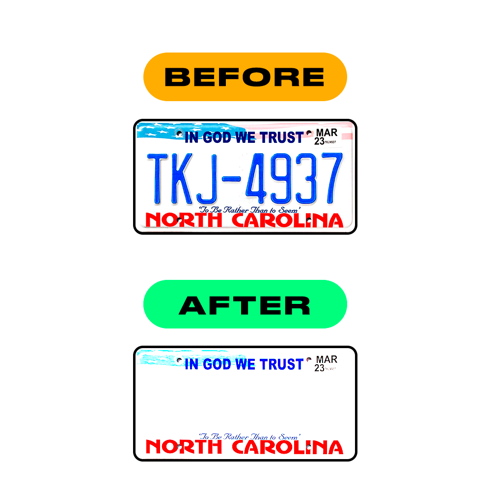 Alite Nanofilm for US (North Carolina) license plates - Symbol "Q" - Alite