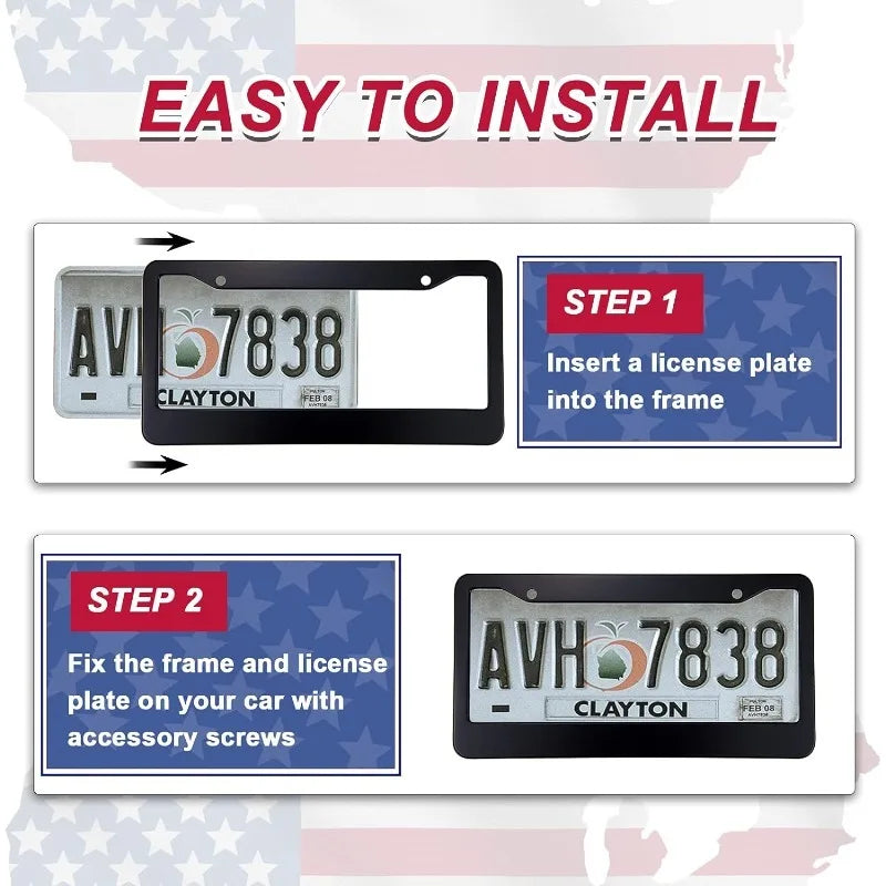 License plate frame Stainless Steel for USA (Silver)