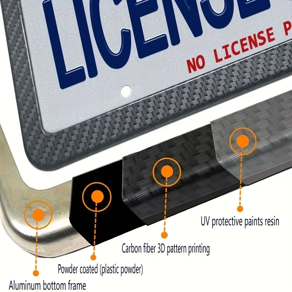 License plate frame Stainless Steel for USA (Carbon) 2pcs