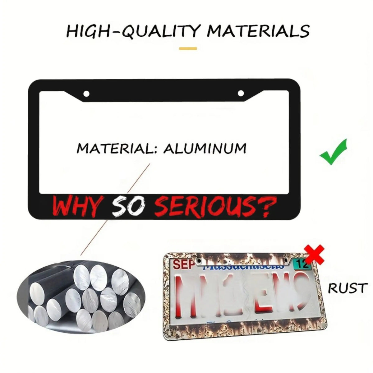 License plate frame Aluminum for USA (Why So Serious?) 1pcs