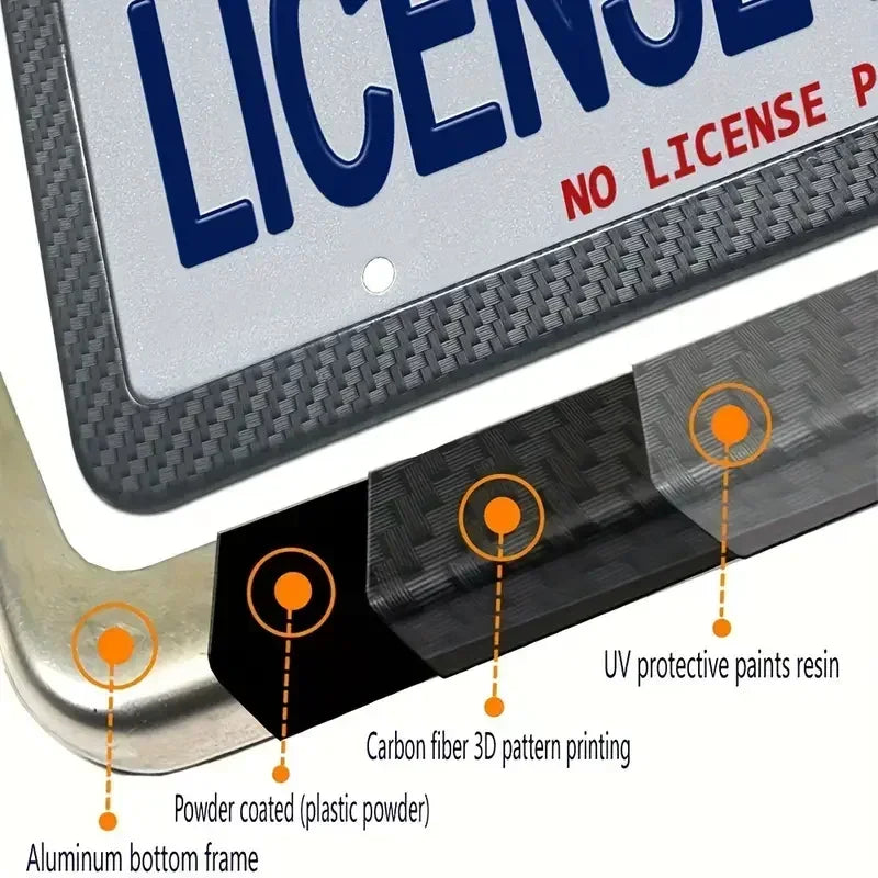 License plate frame Stainless Steel for USA (Carbon) 2pcs