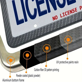 License plate frame Stainless Steel for USA (Carbon) 2pcs