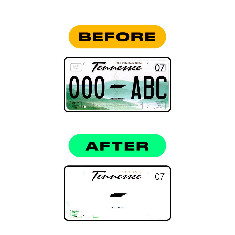 Alite Nanofilm for US (Tennessee) license plates - Symbol "U" - Alite