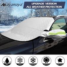 Magnetic Car Windshield Snow Cover, Vehicle Wind-Shield Protector Winter Snow Rain Dust Frost Ice Guard Sun Shade, Ayamaya Pattern: SIlver