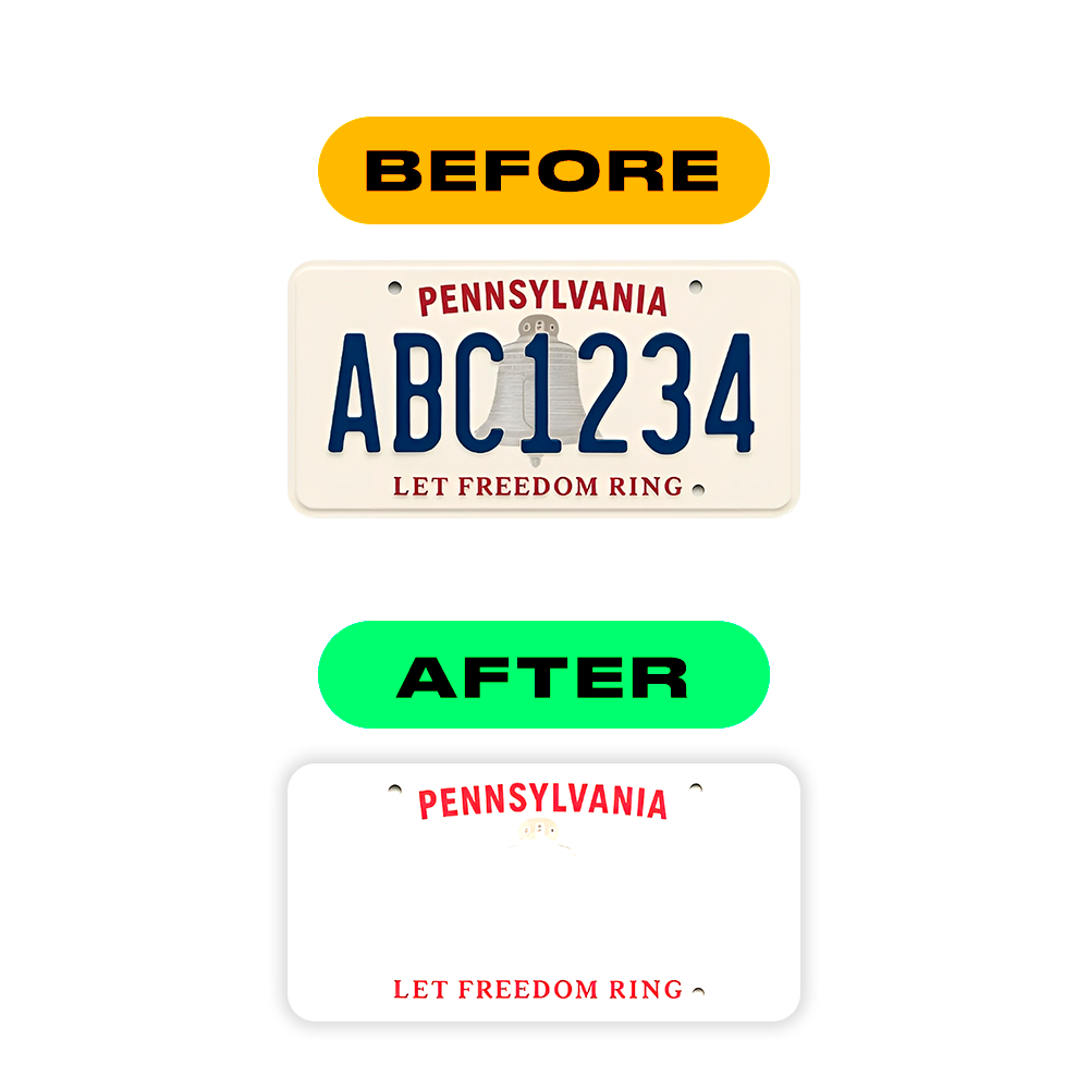 Film nano Alite pour plaques d'immatriculation américaines (Pennsylvanie) - Symbole « E »